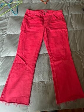 Kut from the Kloth Strawberry Red-Pink Crop Flare Jeans size 18
